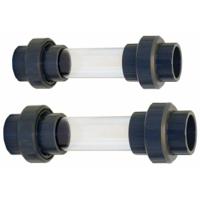 PVC zichtglas met 3-delige koppelingen - 63 mm - thumbnail