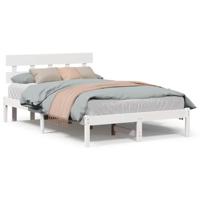 Bedframe met hoofdeinde Wit 140 x 190 cm Massief grenenhout - thumbnail