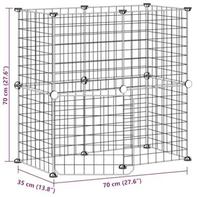VidaXL Huisdierenkooi met deur 12 panelen 35x35 cm staal zwart