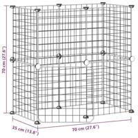 VidaXL Huisdierenkooi met deur 12 panelen 35x35 cm staal zwart - thumbnail