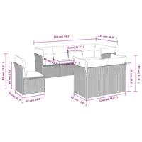 8-delige Loungeset met kussens poly rattan zwart - thumbnail