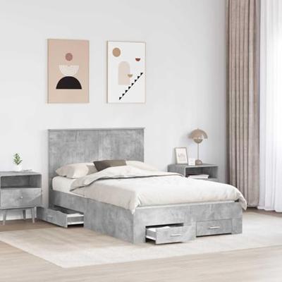 Bedframe met hoofdeinde Beton Grijs 120 x 190 cm Bewerkt hout