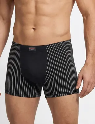 Heren Boxershort smal streepje - Elastisch katoenen heren ondergoed - onderbroek - zwart, blau