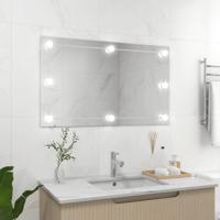 VidaXL Wandspiegel zonder lijst met led-lampen rechthoekig glas - thumbnail