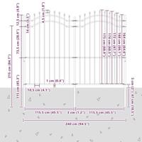 Tuin Hek Grijs 215 cm Poedergecoat staal - thumbnail