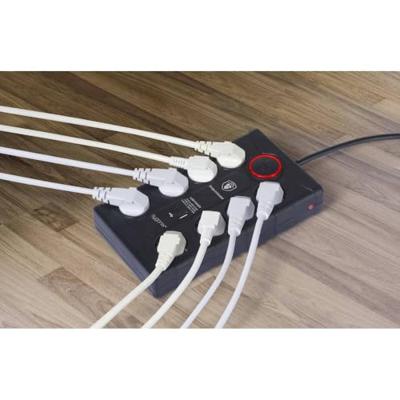 Sygonix SY-4751202 Overspanningsveilige stekkerdoos 8-voudig Zwart Randaarde stekker 1 stuk(s)