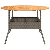 Tuintafel met acaciahouten blad 110x71 cm poly rattan grijs - thumbnail