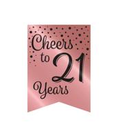 Verjaardagsslinger Vaandel 21 Jaar Roze/Zwart (6m) - thumbnail