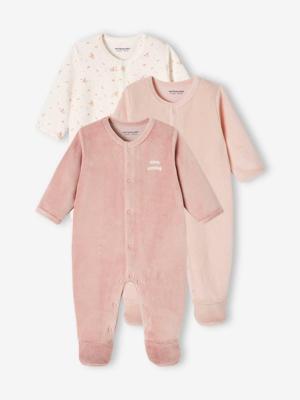 Set van 3 fluwelen slaappakjes met opening voor rozenhout Set van 3 fluwelen slaappakjes met opening voor rozenhout