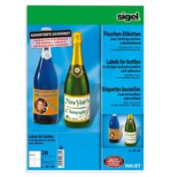 Sigel DE160 Flesetiketten 80 x 120 mm Papier Wit 20 stuk(s) Permanent hechtend Inkjet - thumbnail