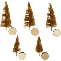 Creativ Company Kerstbomen, h: 40+60 mm, goud, 5 stuk/ 1 doos - thumbnail