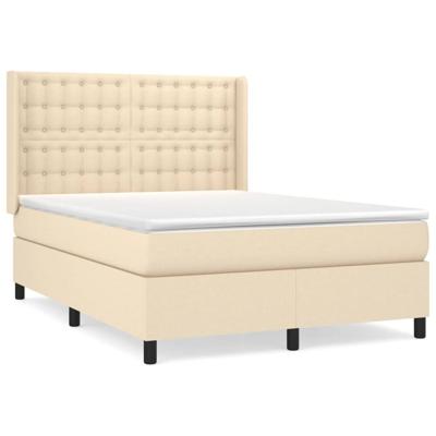 Boxspring met matras stof crèmekleurig 140x190 cm