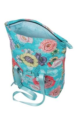 Basil bloom field fietsshopper, gerecycled pet, waterdicht, verstelbare schouderriem, laptopvak, 15-20l, sky blue