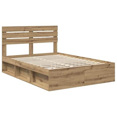 Bedframe Ambachtelijk eiken 140 x 190 cm Massief grenenhout