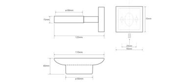 Zeephouder Sapho X-Square Hangend 11x5.5 cm Melkglas / Chroom