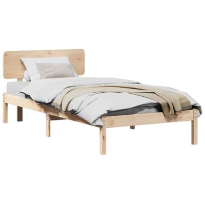 Bedframe met hoofdeinde Naturel 90 x 200 cm Massief grenenhout