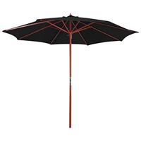 VidaXL Parasol met houten paal 300x258 cm zwart - thumbnail