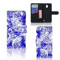 Telefoonhoesje met Naam Nokia 1 Plus Angel Skull Blauw - thumbnail