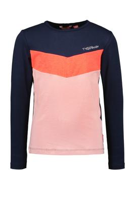 Tygo & Vito Girls Meisjes winter shirt - Longsleeve colourblock - Marine blauw