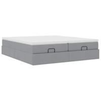 Ottoman bed met matrassen 180x200cm stof lichtgrijs - thumbnail