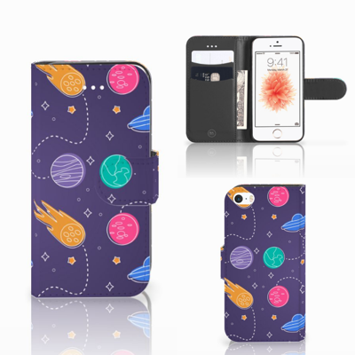 Apple iPhone 5 | 5s | SE | Wallet Case | met Pasjes | Space Apple iPhone 5 | 5s | SE | Wallet Case | met Pasjes | Space