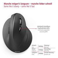 Hama Verticale Ergonomische Draadloze Muis EMW-500 6 Knoppen Zwart - thumbnail
