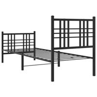 Bedframe met hoofd- en voeteneinde metaal zwart 75x190 cm - thumbnail