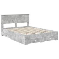 Bedframe met hoofdeinde Beton Grijs 140 x 190 cm Bewerkt hout - thumbnail