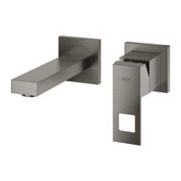 Wastafelmengkraan GROHE Eurocube 2-Gats Wand 172 Mm Hard Graphite Geborsteld - thumbnail
