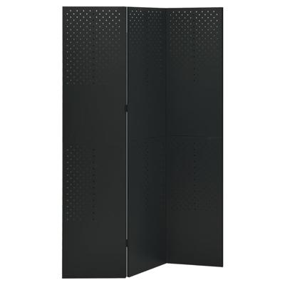 VidaXL Kamerscherm met 3 panelen 120x180 cm staal zwart