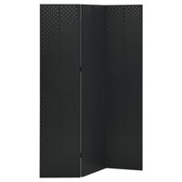 VidaXL Kamerscherm met 3 panelen 120x180 cm staal zwart - thumbnail