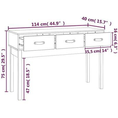 Wandtafel 114x40x75 cm massief grenenhout wit