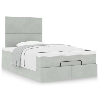 Ottoman bed met matrassen 140x190cm fluweel lichtgrijs