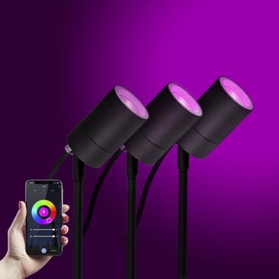 3x LED Pin Tuinspot Zwart met Color LED 3x LED Pin Tuinspot Zwart met Color LED