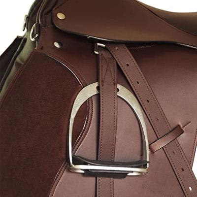 VidaXL Echt lederen paardrijzadel 16" 14 cm (5-in-1 set, bruin)