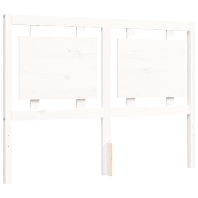 Bedframe met hoofdbord massief hout wit - thumbnail