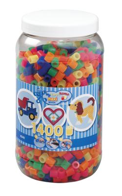 Hama maxi strijkkralen in pot - neonmix (051), 1400st.