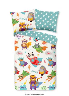 Good Morning Kinderdekbedovertrek "superheld dieren" - Multi - (140x200/220 cm) - Katoen