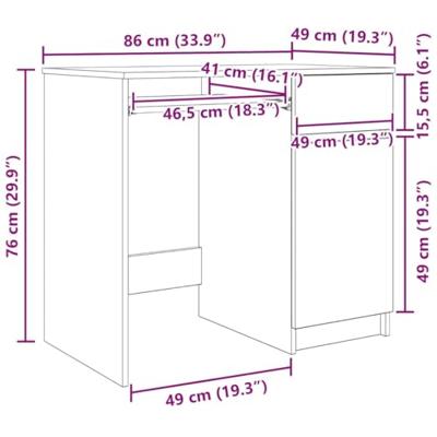 Bureau 86x49x76 cm spaanplaat oud hout