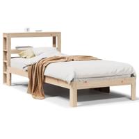 Bedframe met hoofdbord massief grenenhout 75x190 cm - thumbnail