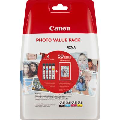 Inktcartridge Canon CLI-581 4 kleuren + papier