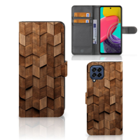 Book Style Case voor Samsung Galaxy M53 Wooden Cubes - thumbnail
