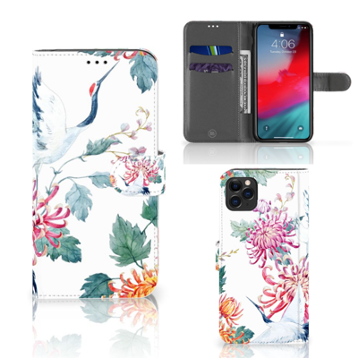 Apple iPhone 11 Pro Max | Telefoonhoesje | Met pasjeshouder | Bird Flowers