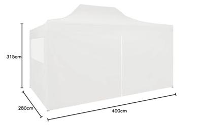 Partytent met 4 zijwanden inklapbaar 3x4 m staal wit - thumbnail