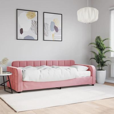 Slaapbank met matras 80x200 cm fluweel roze