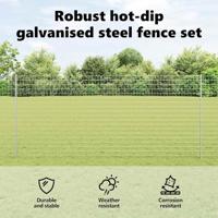 VidaXL Hek met paal zilver 1,4 x 10 m staal - thumbnail