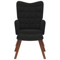 Relaxstoel met voetenbank fluweel zwart - thumbnail