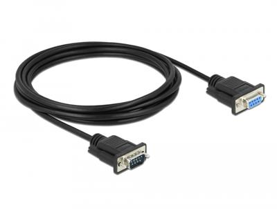 Delock HDD Aansluitkabel [1x D-sub stekker 9-polig - 1x D-sub bus 9-polig] 3 m Zwart