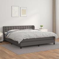 Boxspring met matras kunstleer grijs 180x200 cm - thumbnail
