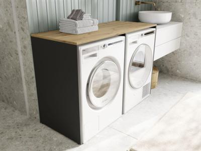 Wasmachinekast DORLOTE 2 machines antraciet/artisan eik Wasmachinekast DORLOTE 2 machines antraciet/artisan eik